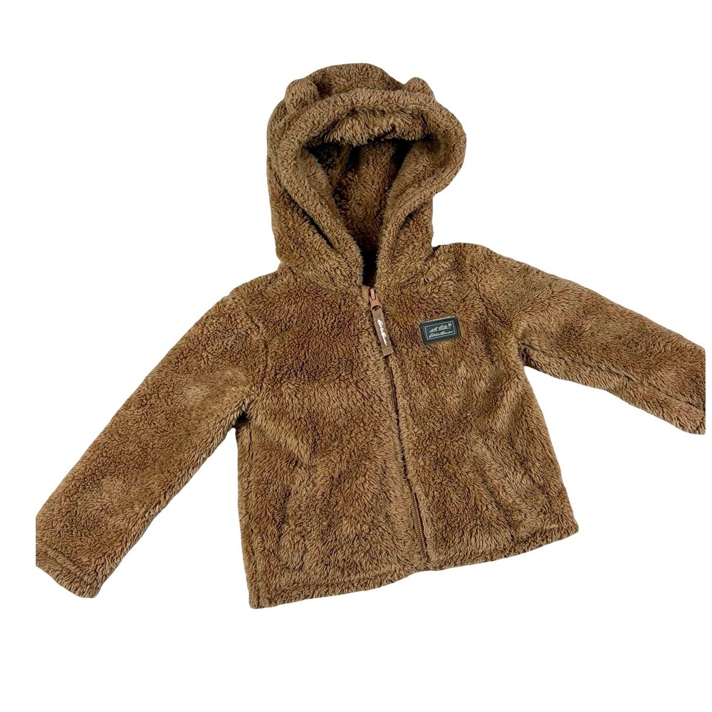 Eddie Bauer Kids 18M Brown Faux Fur Fleece Bear Ear Hooded Jacket Full Zip